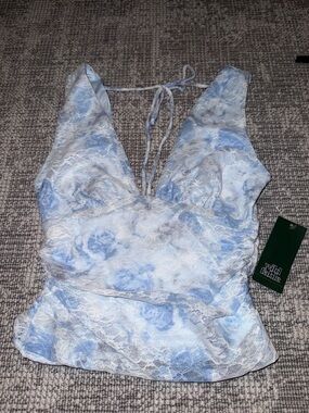 wild fable Light Blue Lace Trim Halter Top